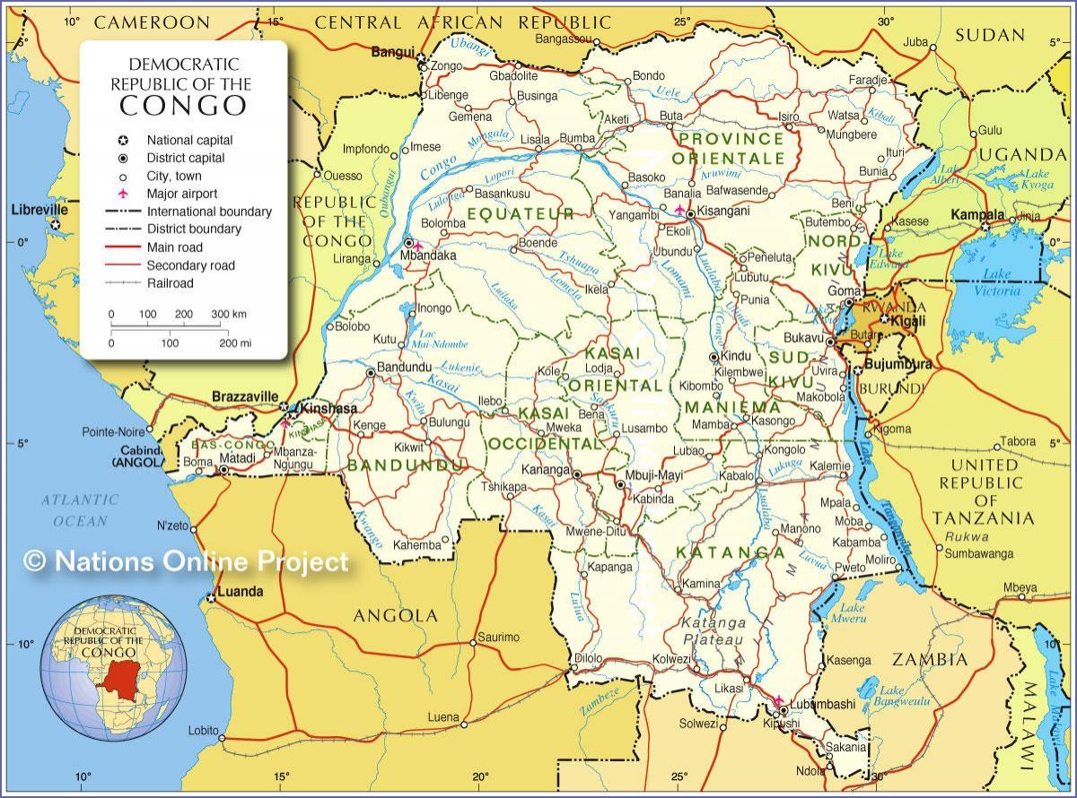 карта на демократска република конго